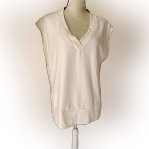 Athleta Retroterry V-Neck Sweatshirt Cream Size Med